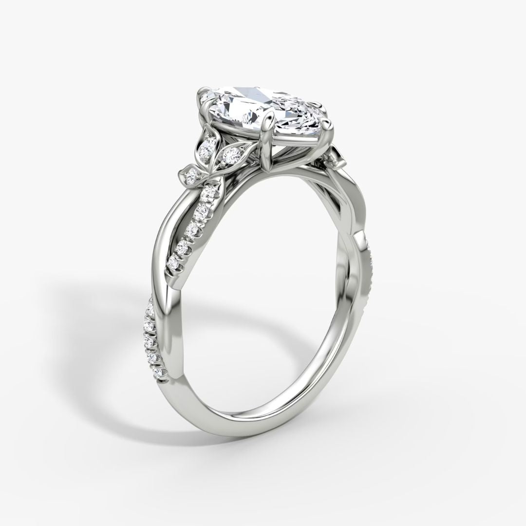 ROSELLA  -  1.5CT E VVS2 Twisted Floral Marquise Engagement Ring