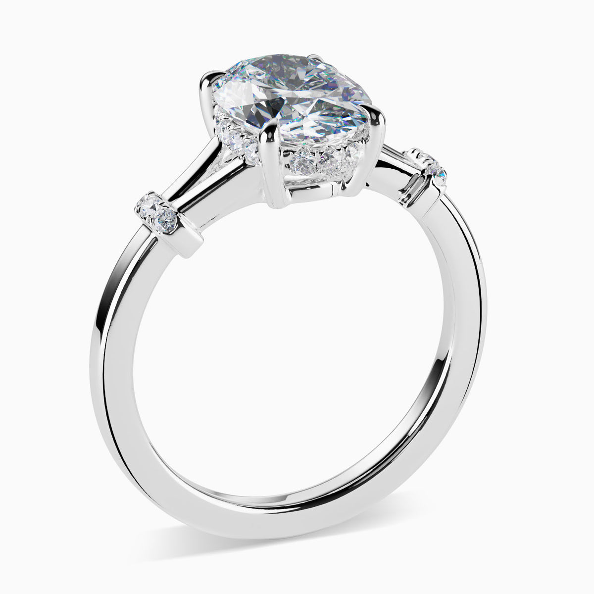 CLAIRE  -  2CT E VVS2 Oval Cut Split Shank Engagement Ring
