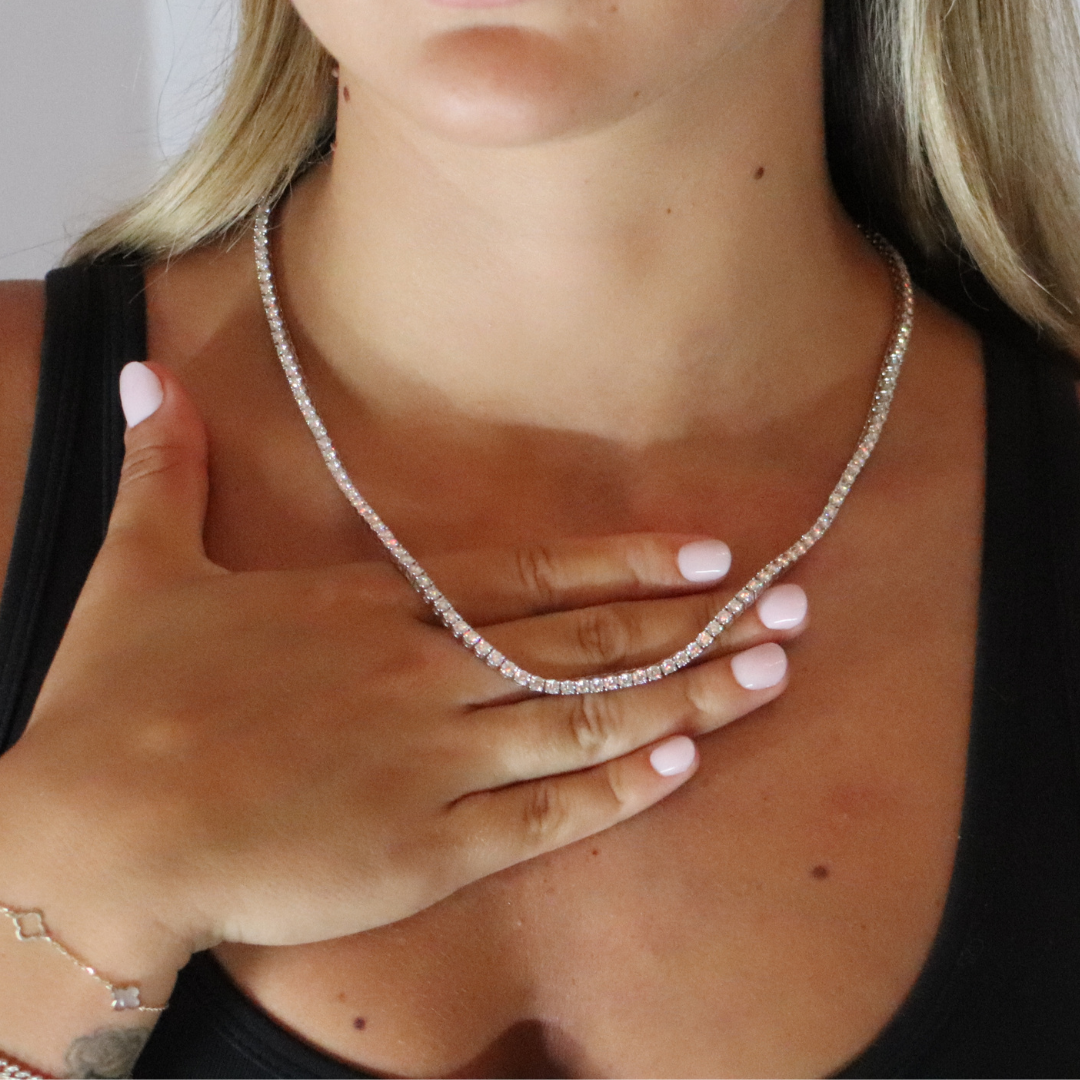 3mm Moissanite Tennis Chain Rhodium Plated