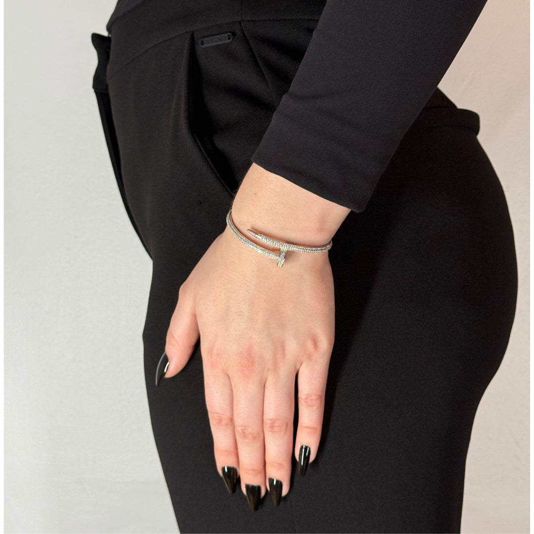 Silver Zircon Nail Bracelet