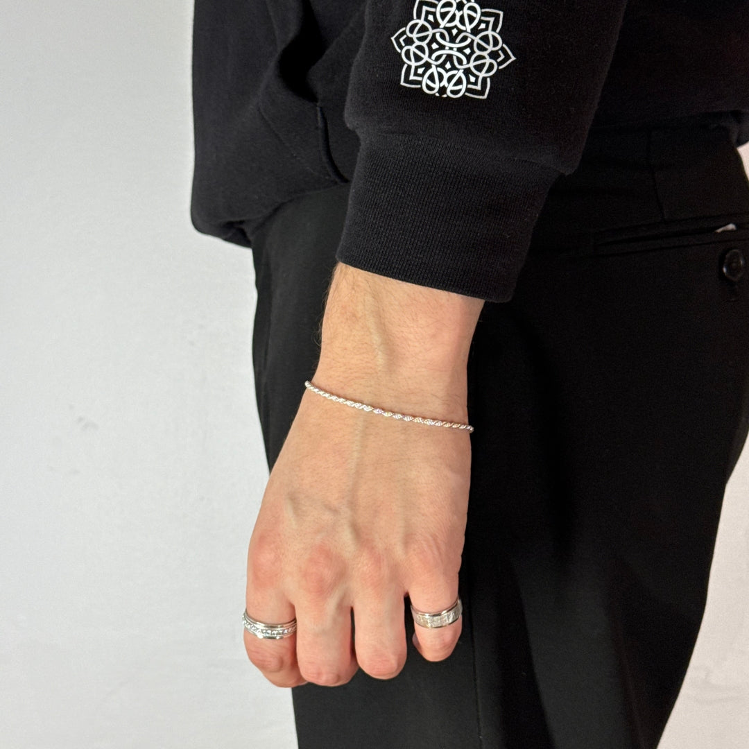 2mm Silver Rope Bracelet Rhodium Plated