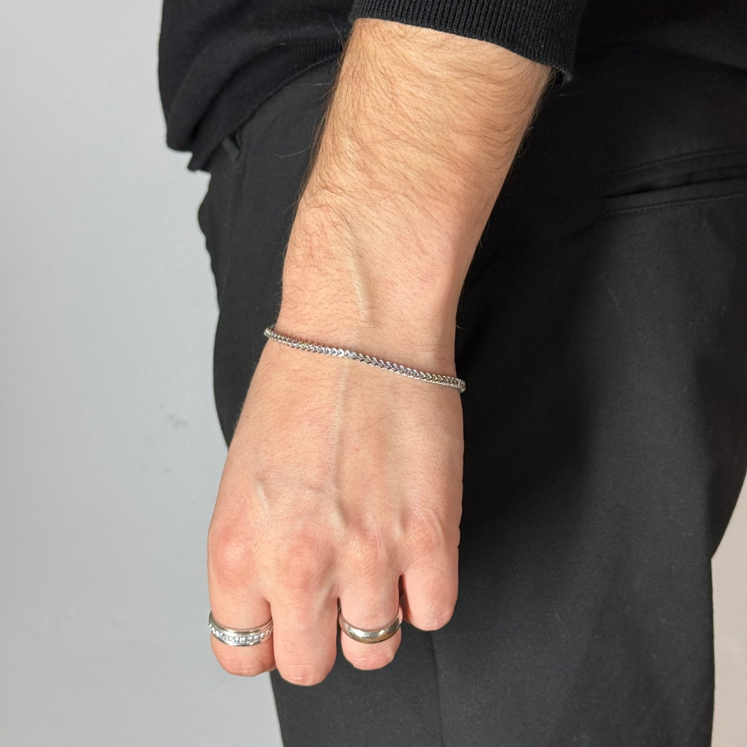 3mm Silver Franco Bracelet Rhodium Plated