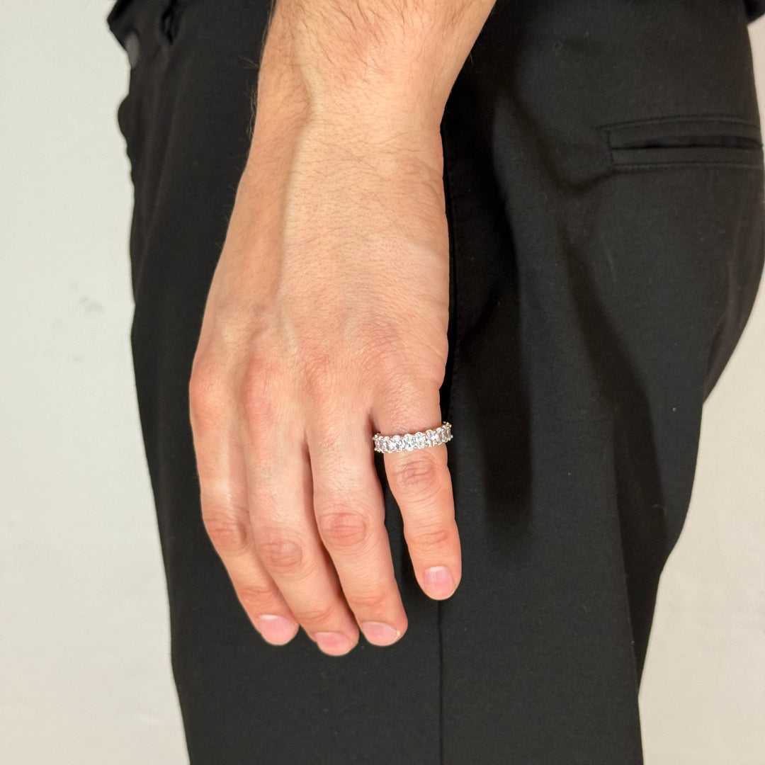 Silver Zircon Oval Eternity Ring
