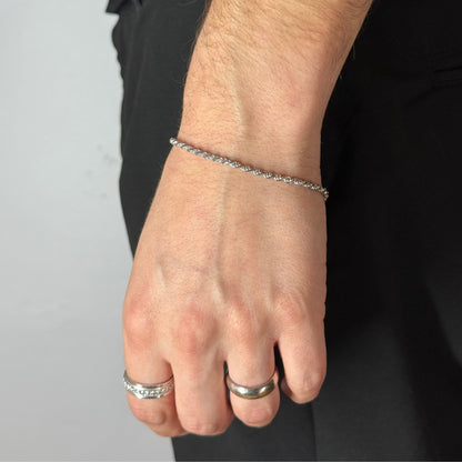 3mm Silver Rope Bracelet Rhodium Plated