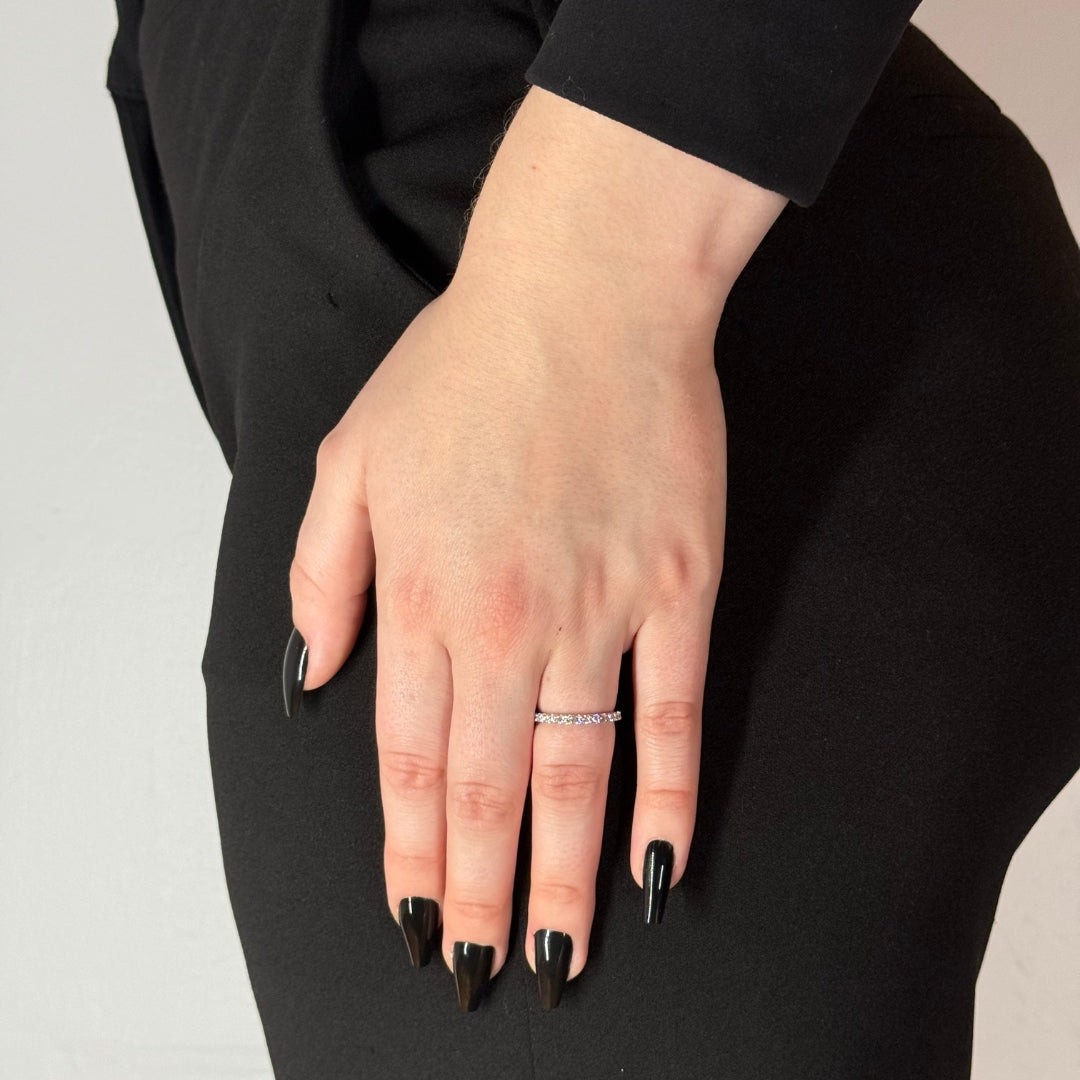 Eternity Moissanite Ring Rhodium Plated 1 Carat