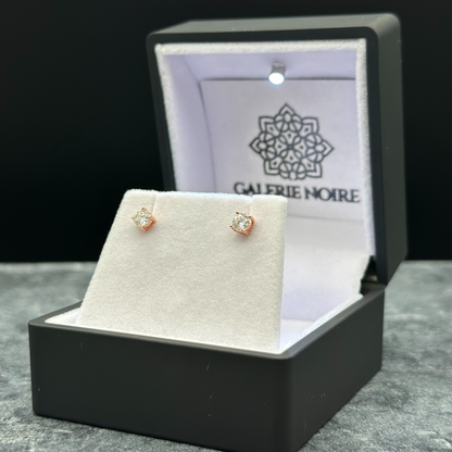 Round Cut Moissanite Earrings Rose Gold Plated