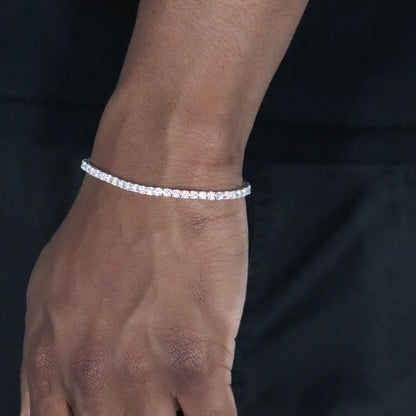 3mm Moissanite Tennis Bracelet Rhodium Plated