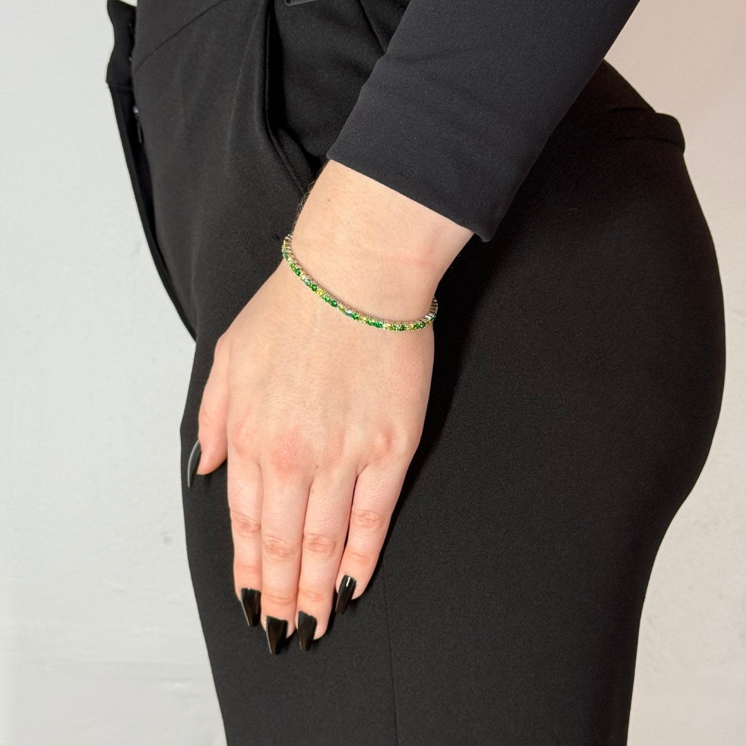 3mm Zircon Tennis Bracelet Green Radiant