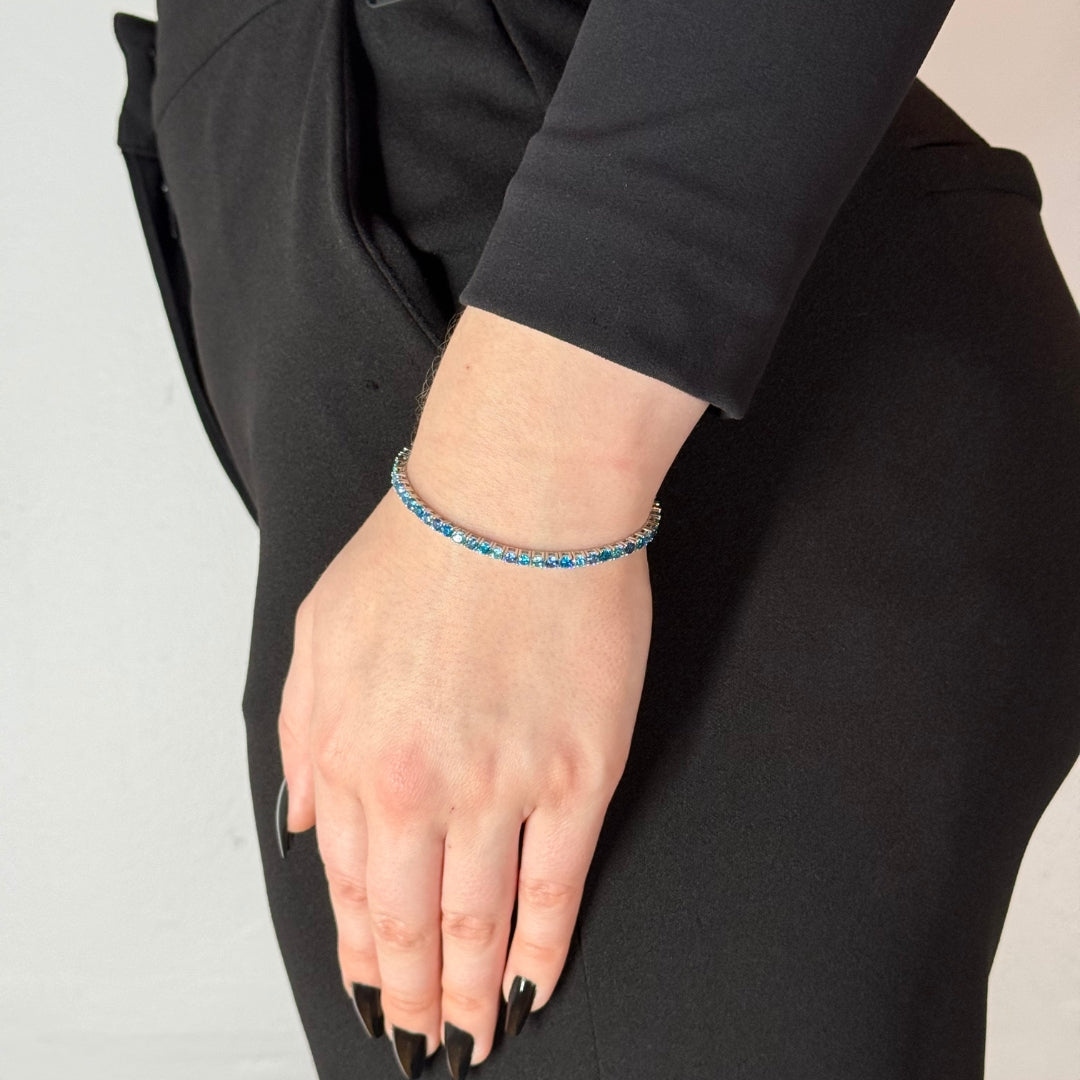 3mm Zircon Tennis Bracelet Blue Radiant