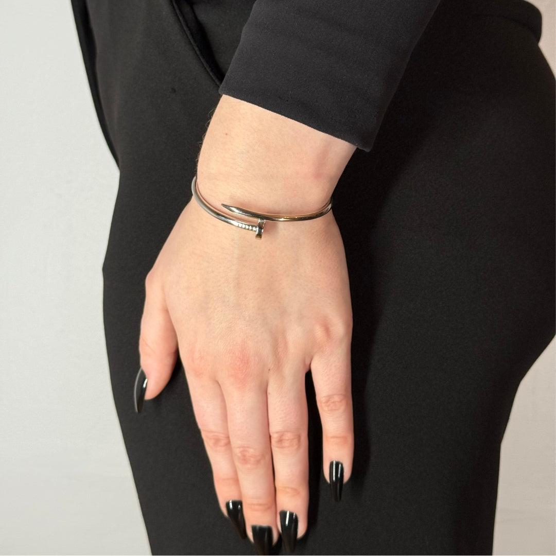 Silver Nail Bracelet Rhodium Plated