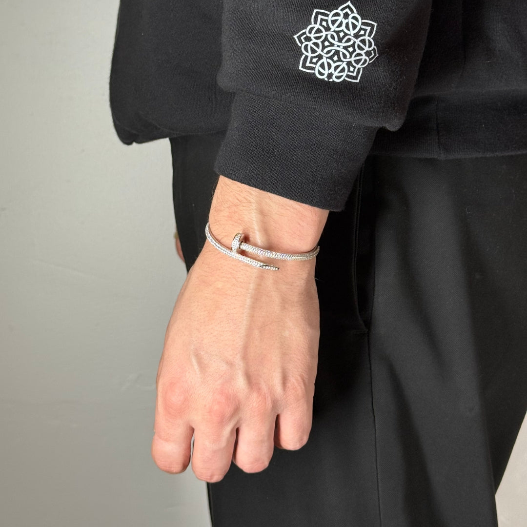 Silver Zircon Nail Bracelet