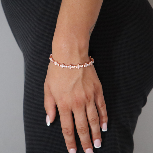 Honeycomb Moissanite Tennis Bracelet Rose Gold Plated