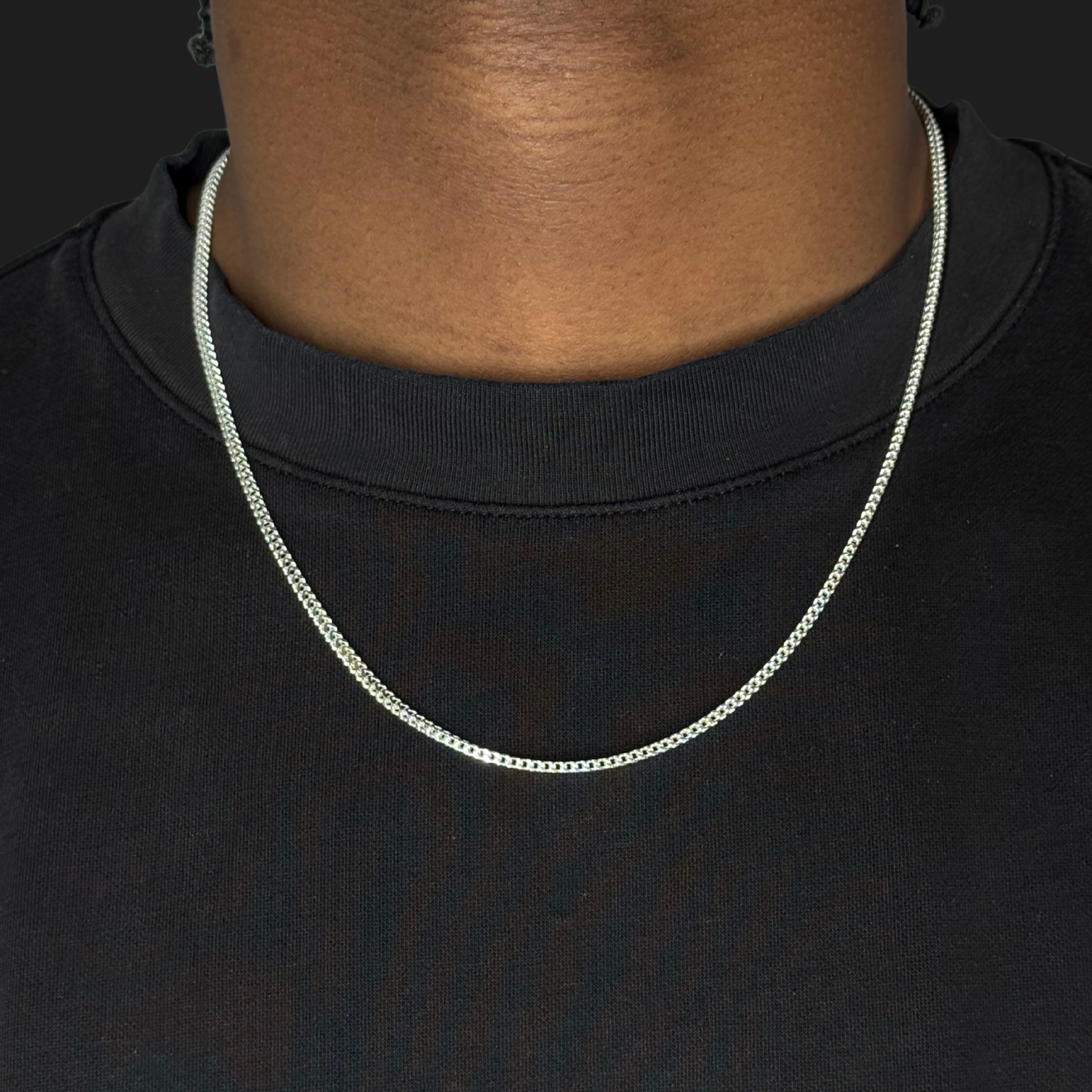 2mm Franco Chain Rhodium Plated