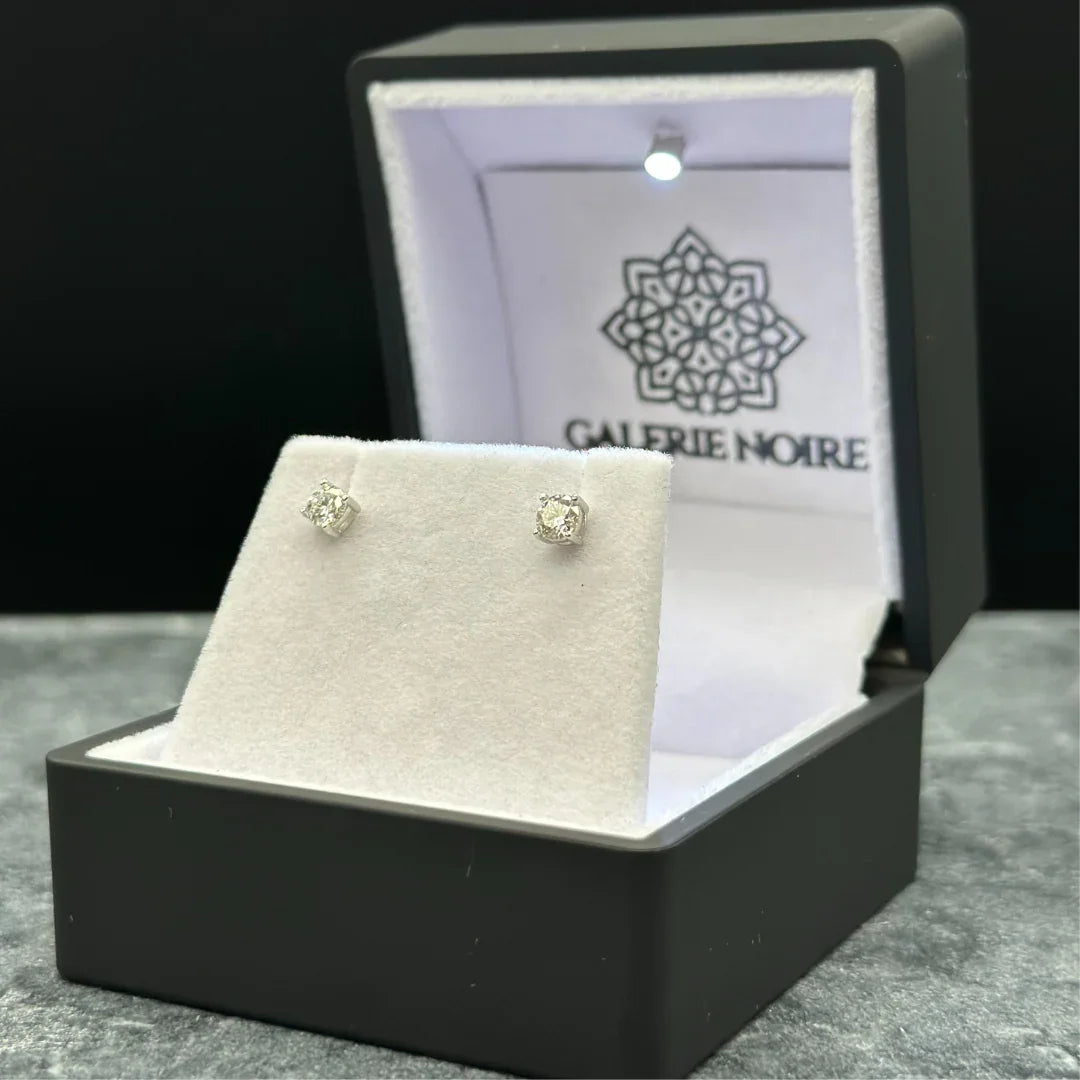 Round Cut Moissanite Earrings Rhodium Plated