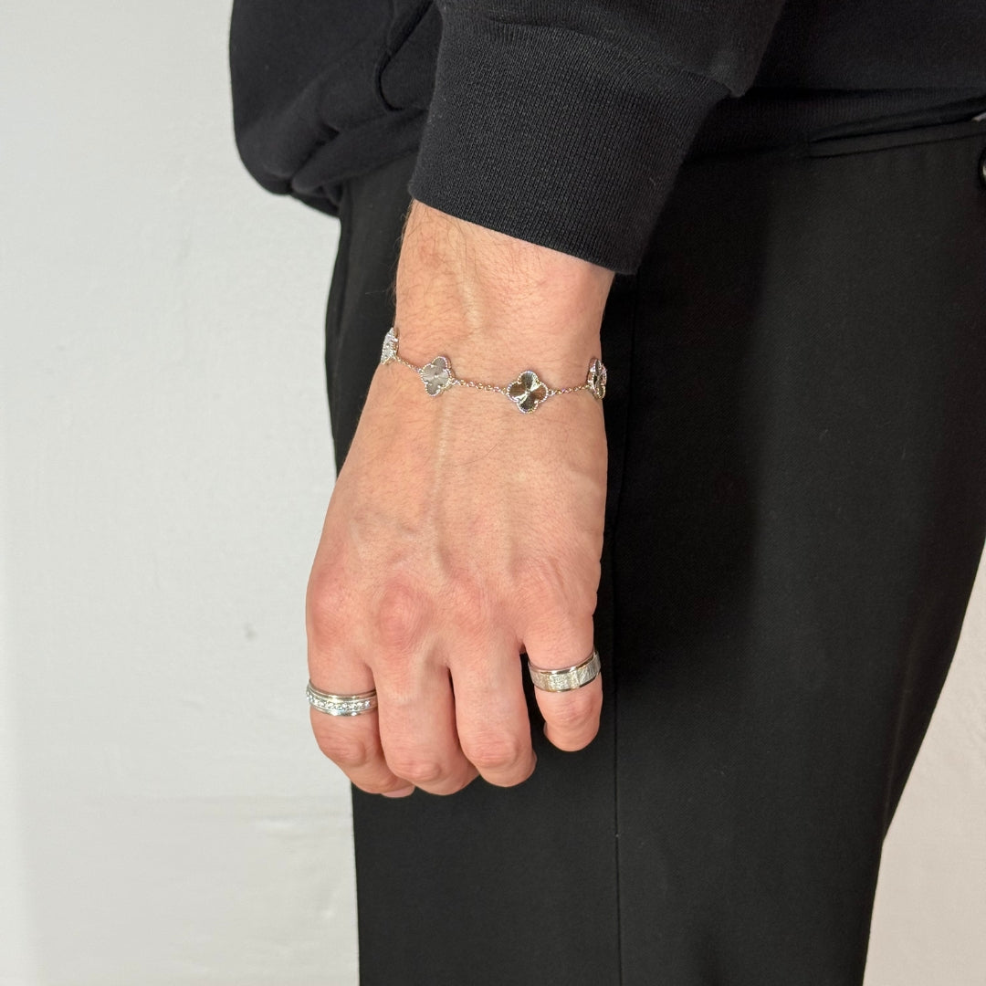 Bracelet Clover en argent plaqué rhodium 