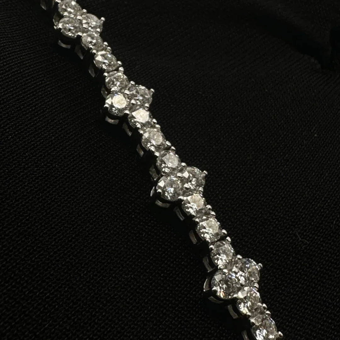 Bracelet tennis en moissanite nid d'abeille plaqué rhodium 