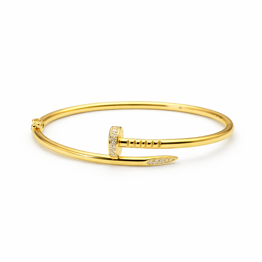 Silver Zircon Nail Bracelet 18K Yellow Gold Vermeil