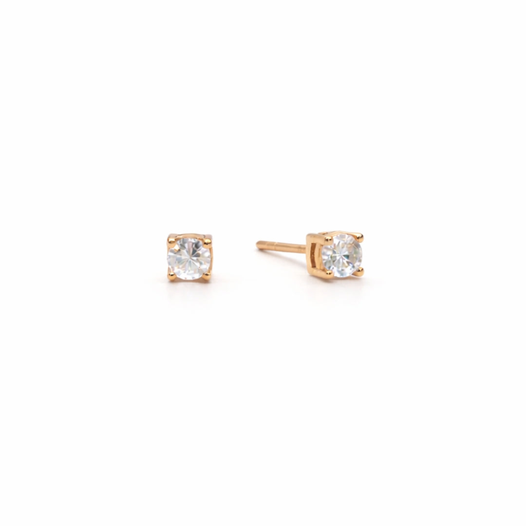 Silver Round Cut Moissanite Earrings 18K Rose Gold Vermeil