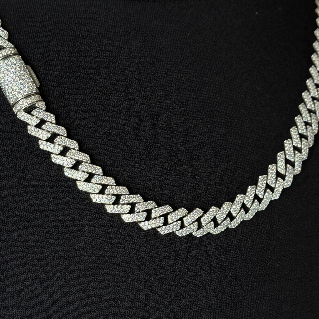 10mm Silver Moissanite Cuban Link Chain