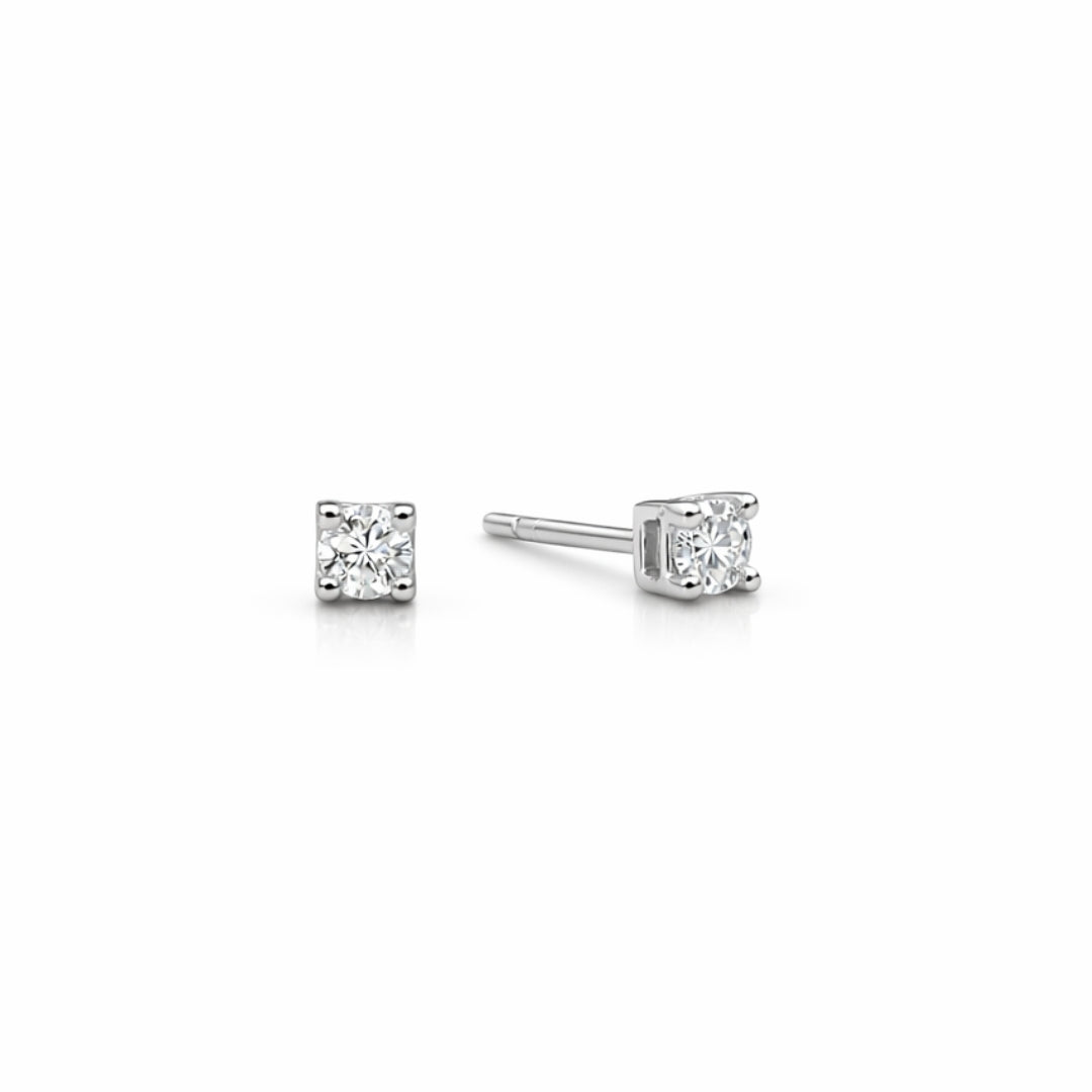 Silver Round Cut Moissanite Earrings