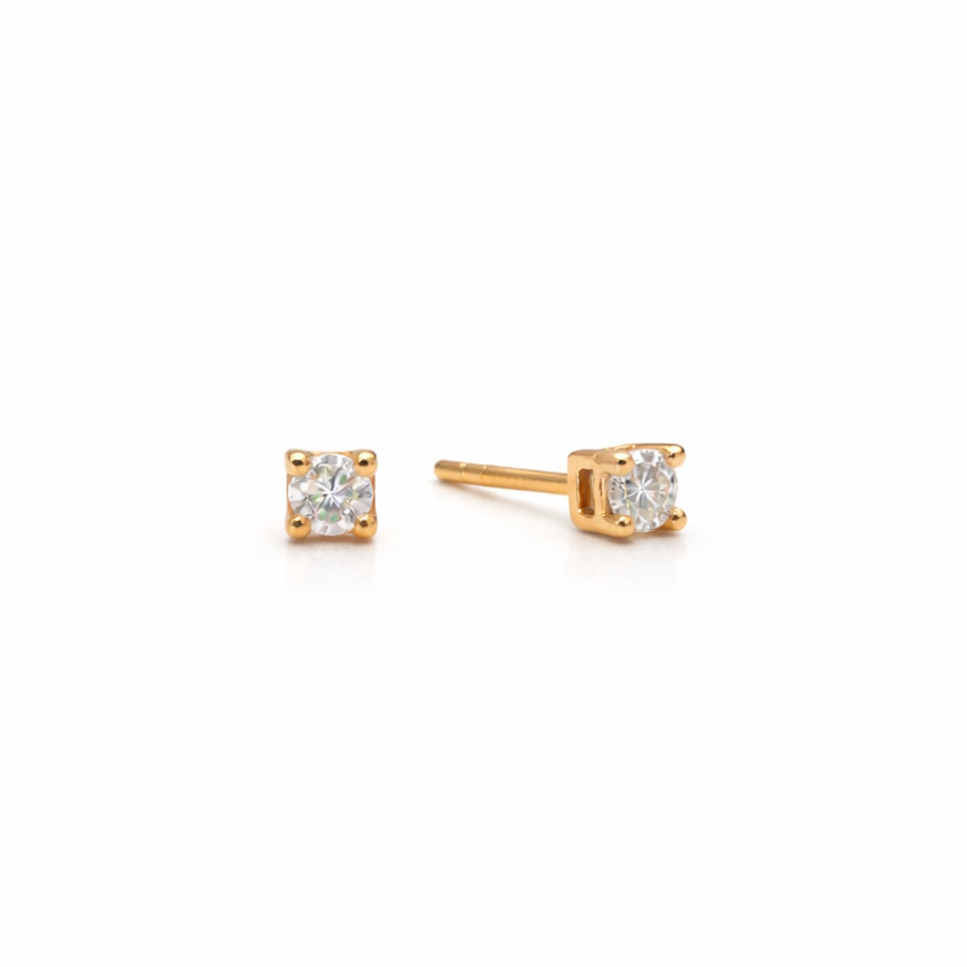 Silver Round Cut Moissanite Earrings 18K Rose Gold Vermeil