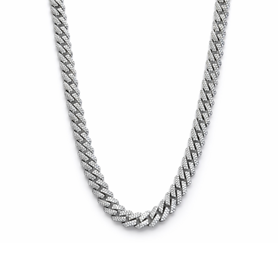 10mm Silver Moissanite Cuban Link Chain