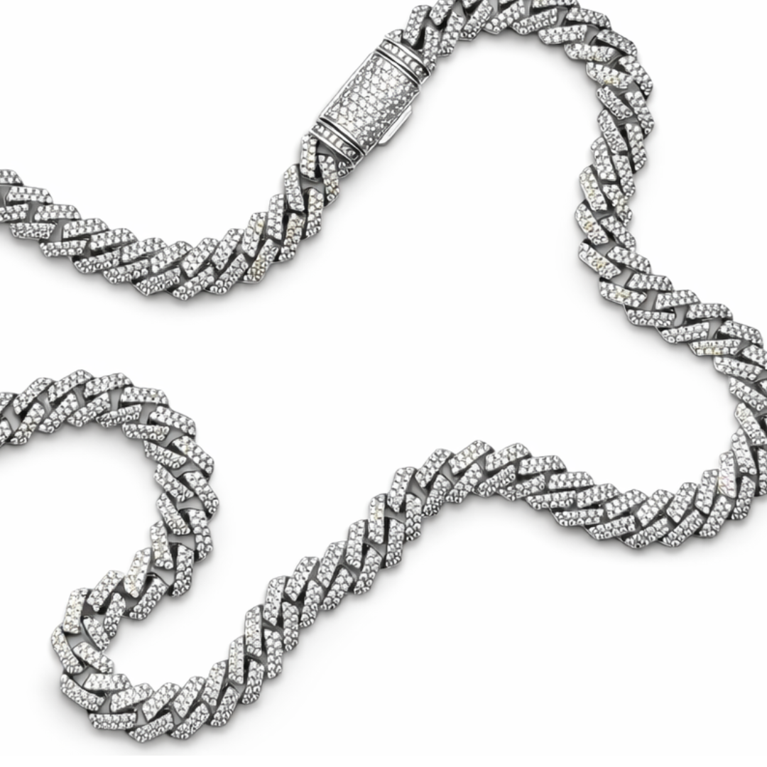 10mm Silver Moissanite Cuban Link Chain