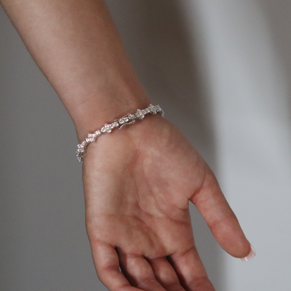 Honeycomb Moissanite Tennis Bracelet Rhodium Plated