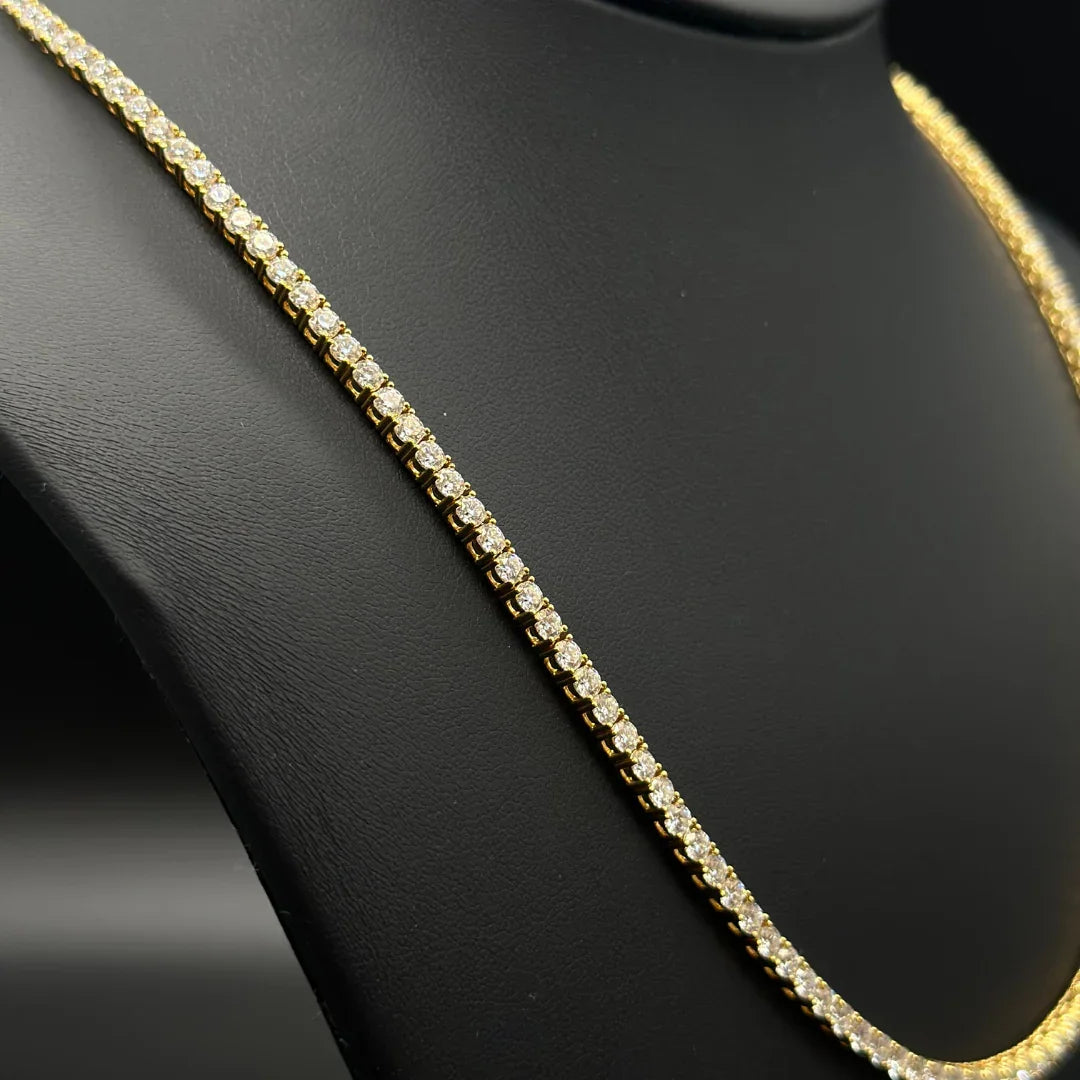 3mm Moissanite Tennis Chain Yellow Gold Plated