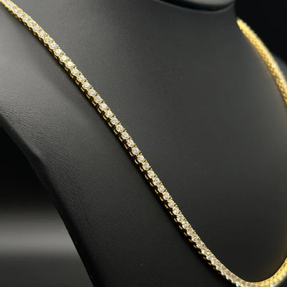 3mm Moissanite Tennis Chain Yellow Gold Plated