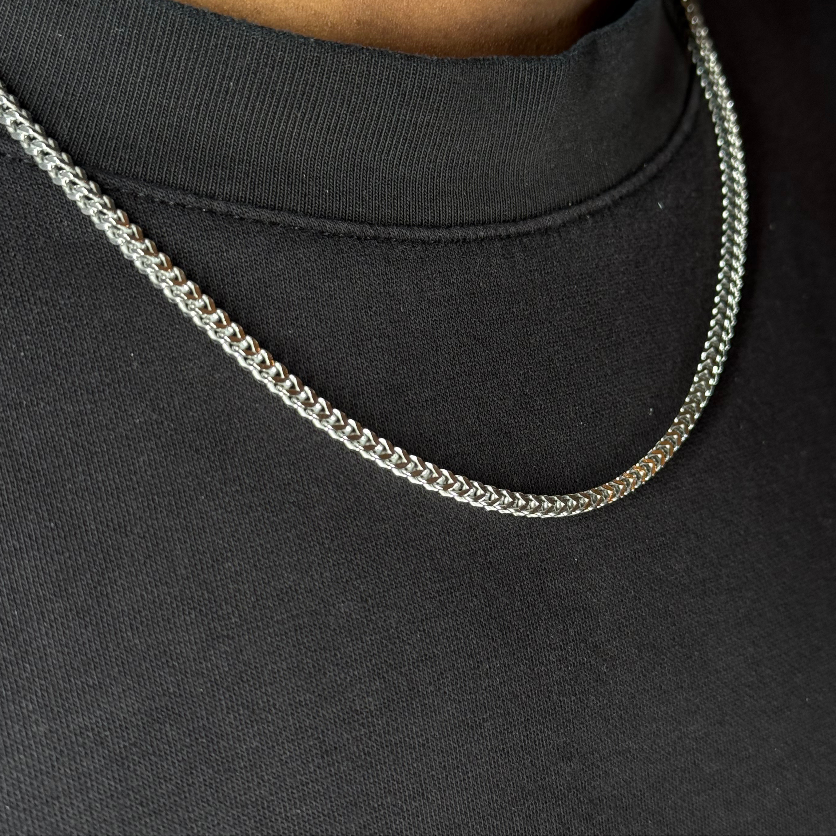 3mm Silver Franco Chain Rhodium Plated