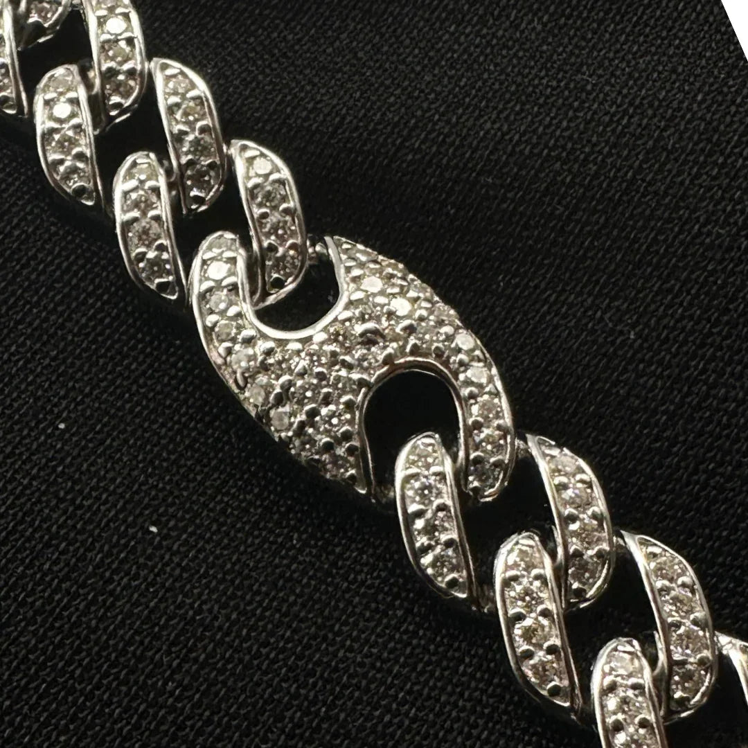 10mm Moissanite Cuban Gucci Link Bracelet Rhodium Plated
