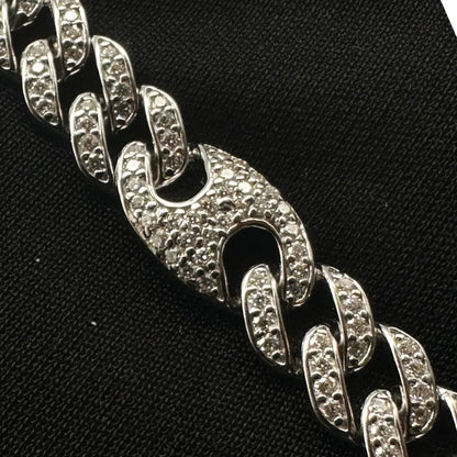 10mm Moissanite Cuban Gucci Link Bracelet Rhodium Plated