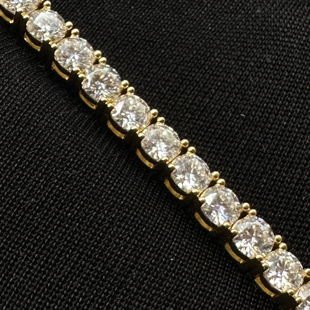 4mm Silver Moissanite Tennis Bracelet 18K Yellow Gold Vermeil