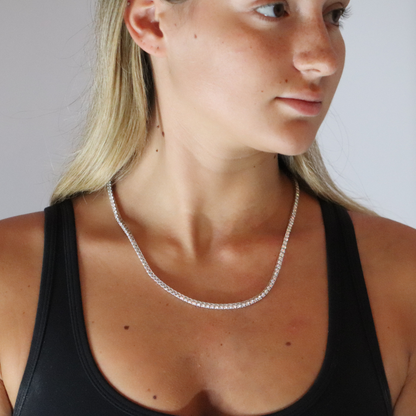 3mm Moissanite Tennis Chain Rhodium Plated