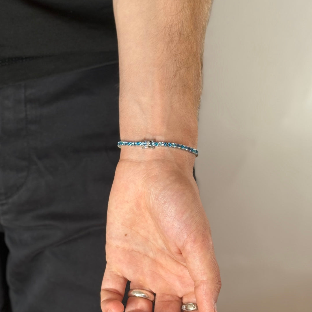 3mm Zircon Tennis Bracelet Blue Radiant