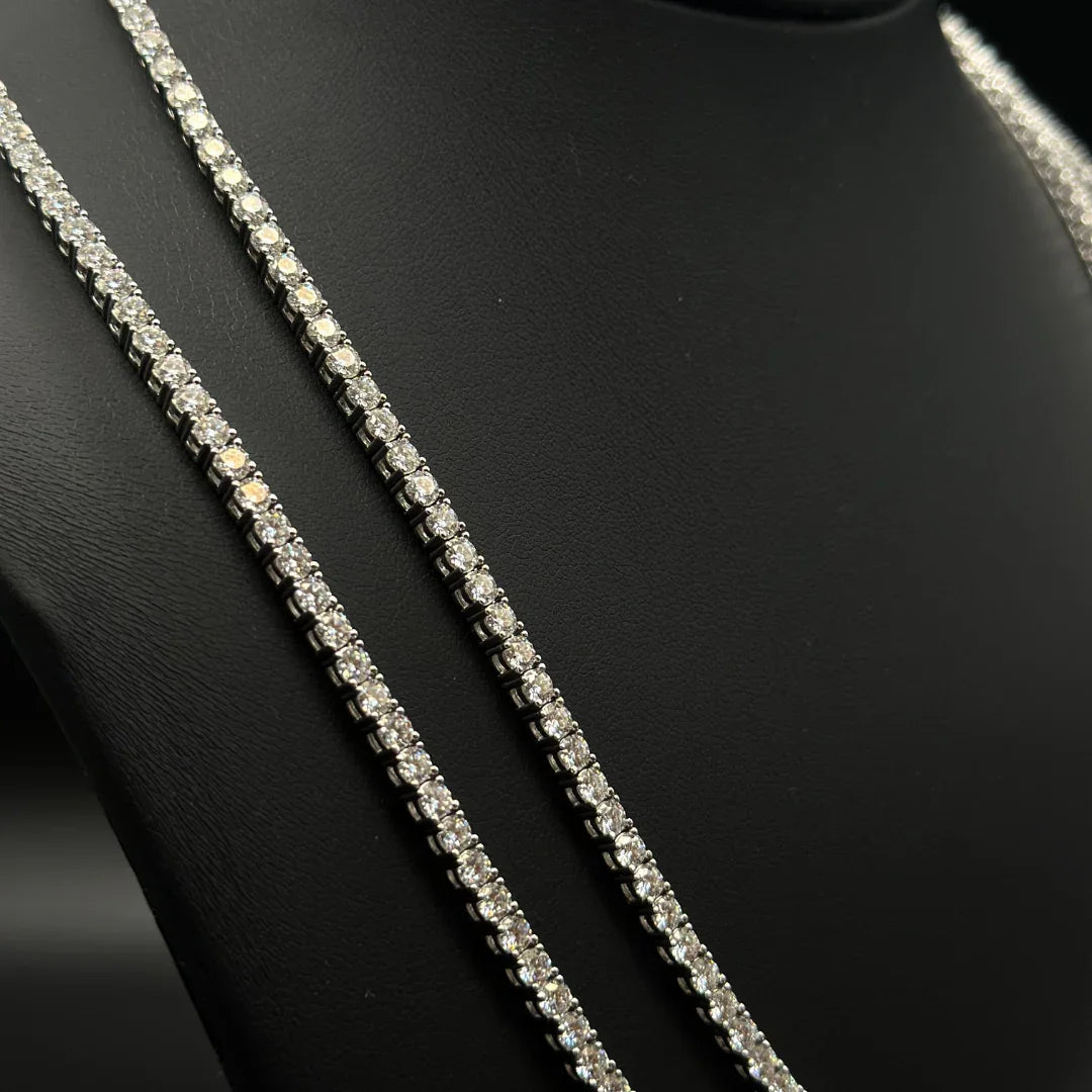 3mm Moissanite Tennis Chain Rhodium Plated