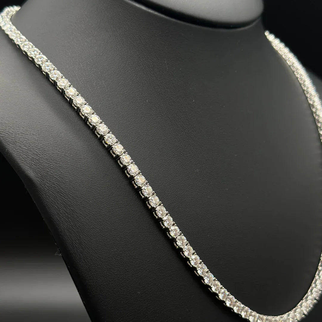 4mm Moissanite Tennis Chain Rhodium Plated