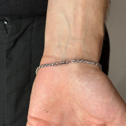 3mm Silver Rope Bracelet Rhodium Plated