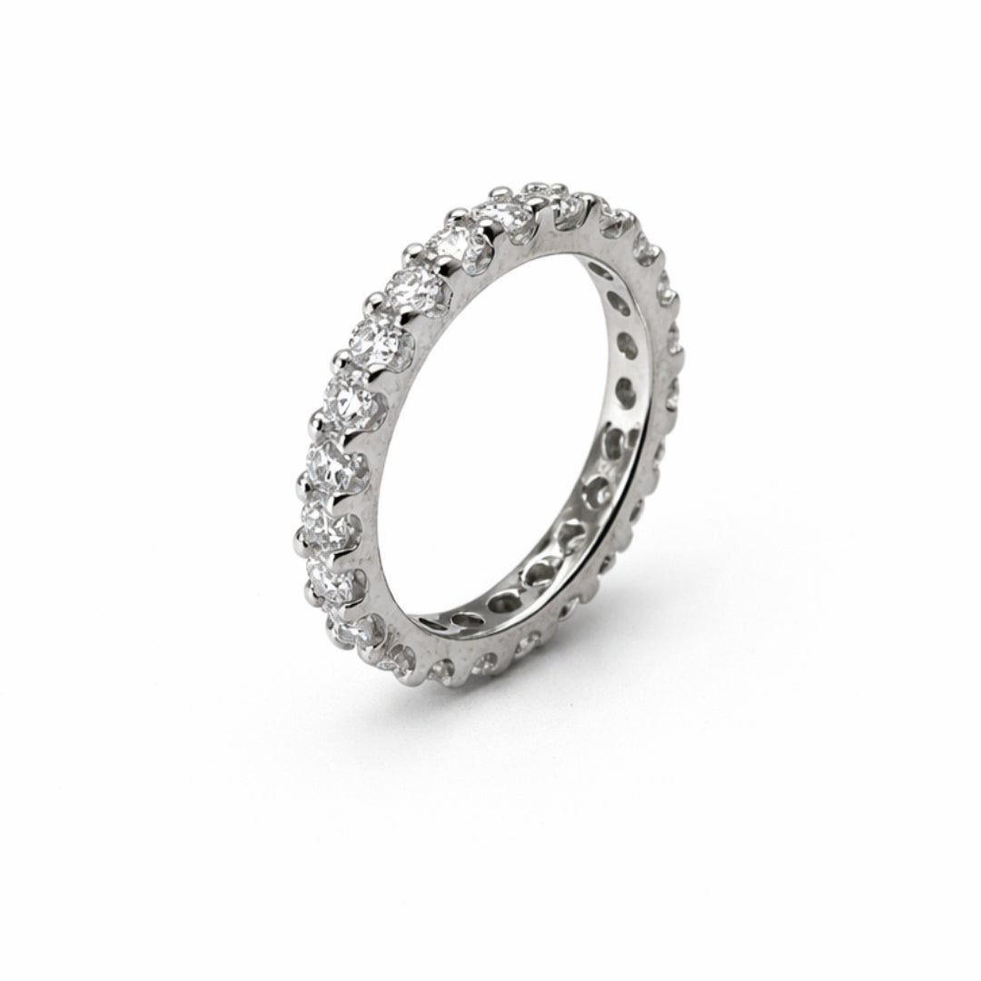 Silver Eternity Moissanite Ring 2CT