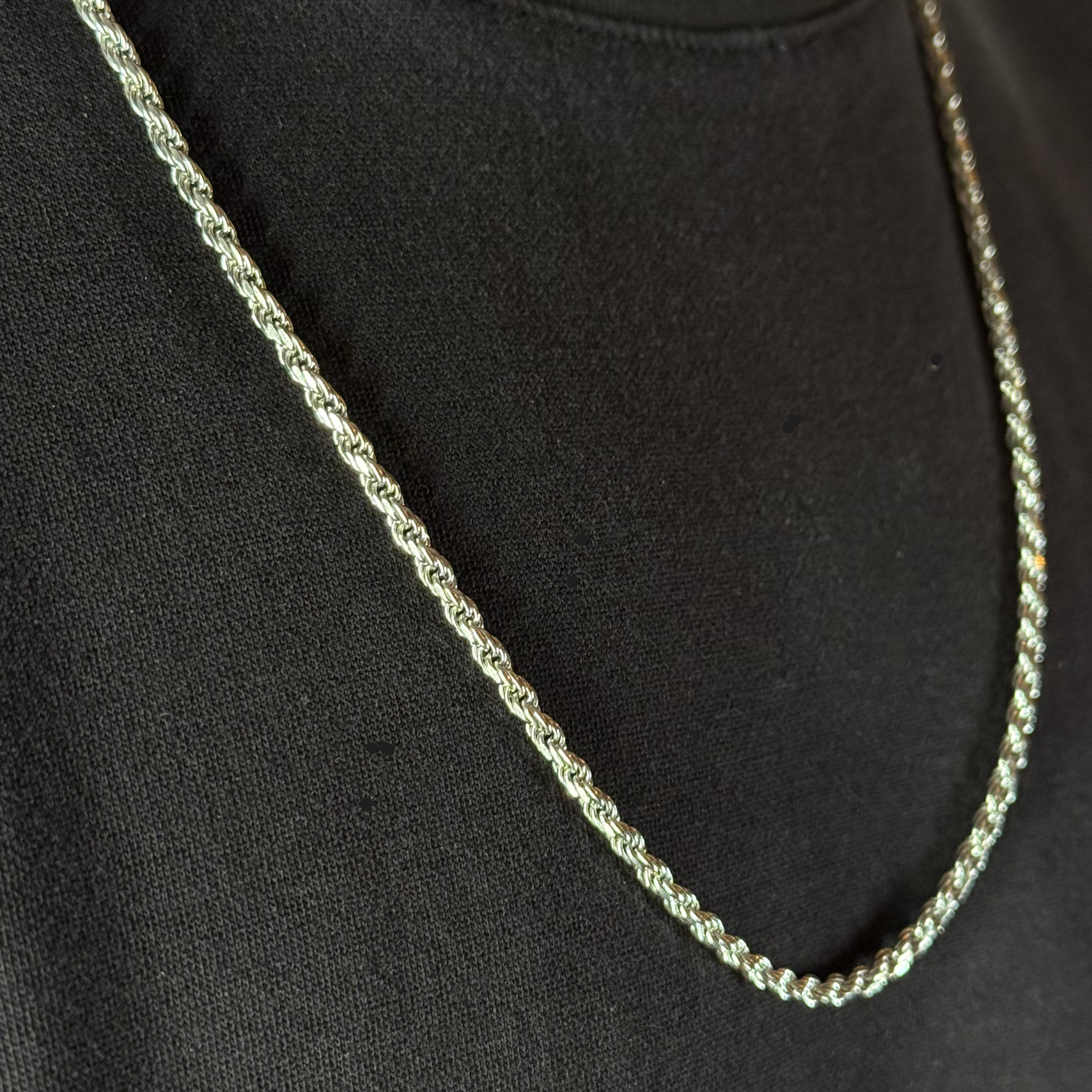 3mm Silver Rope Chain Rhodium Plated