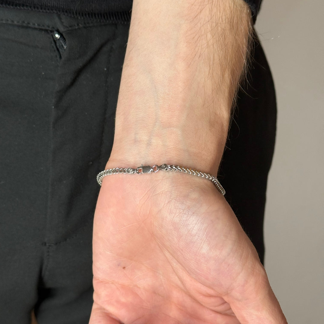 3mm Silver Franco Bracelet Rhodium Plated