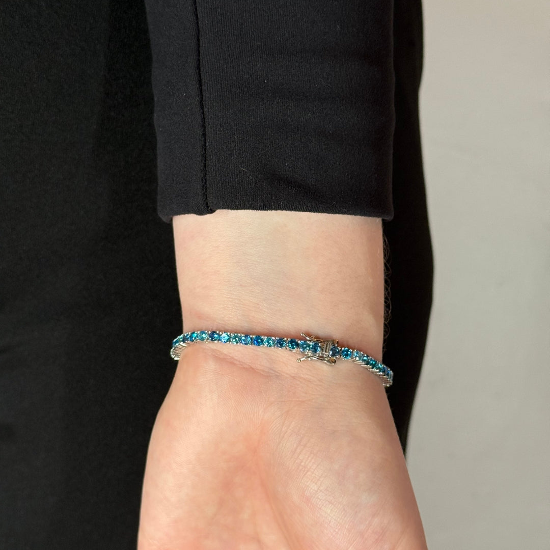 3mm Zircon Tennis Bracelet Blue Radiant