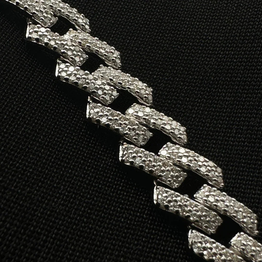 10mm Moissanite Cuban Link Bracelet Rhodium Plated