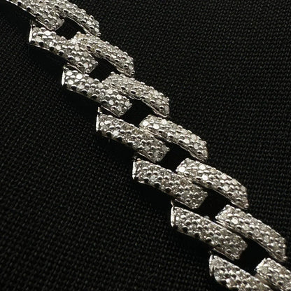 10mm Moissanite Cuban Link Bracelet Rhodium Plated