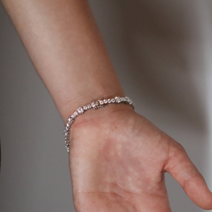 Double Stone Moissanite Tennis Bracelet Rhodium Plated