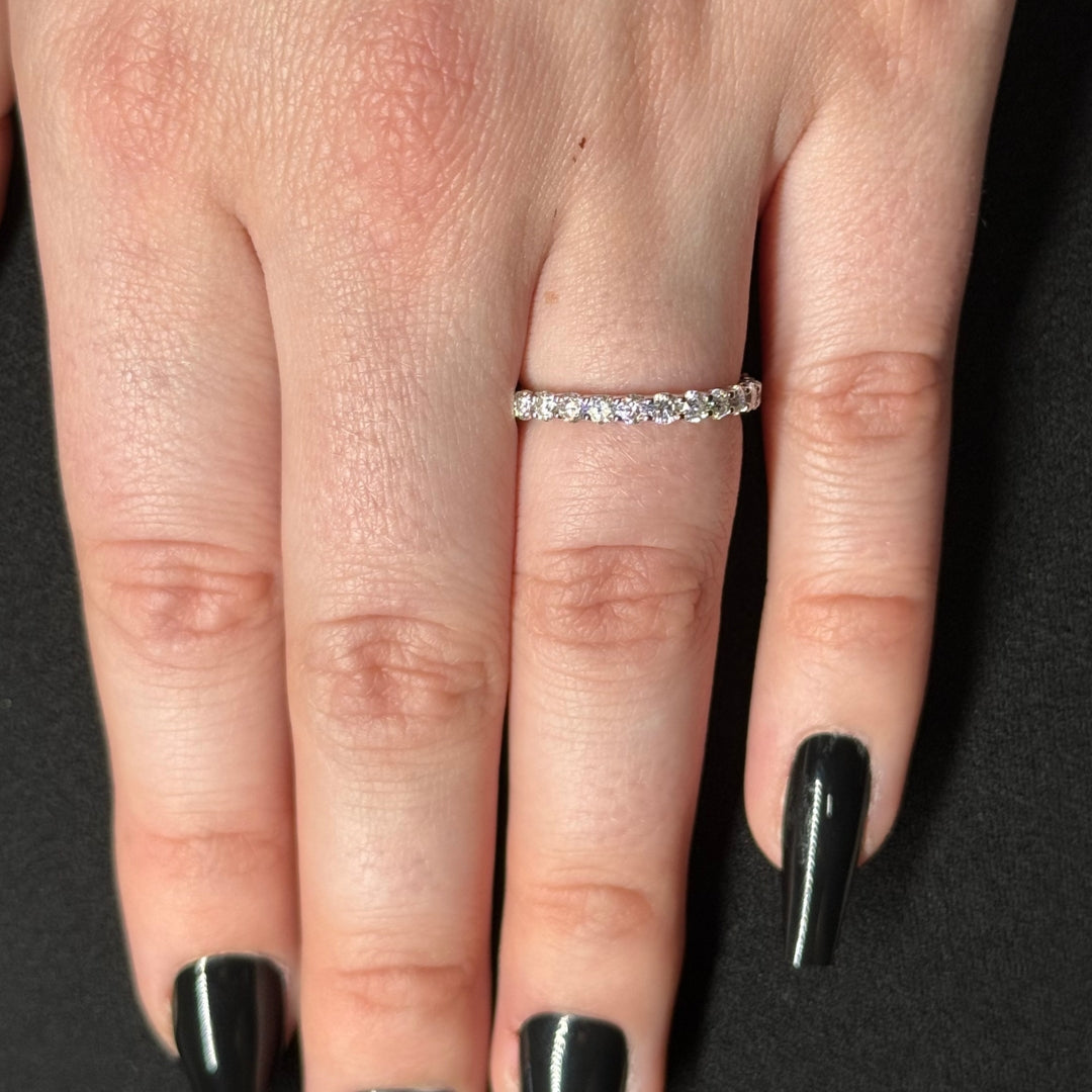 Half Eternity Moissanite Ring Rhodium Plated 0.70CT