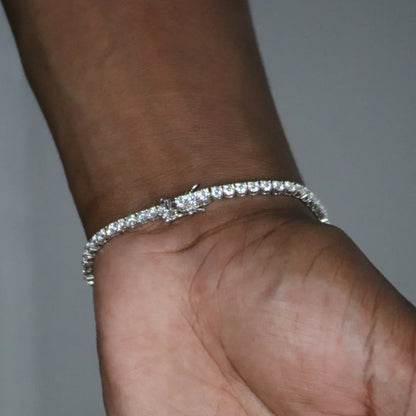 3mm Moissanite Tennis Bracelet Rhodium Plated