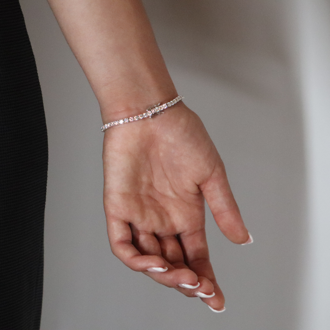3mm Moissanite Tennis Bracelet Rhodium Plated