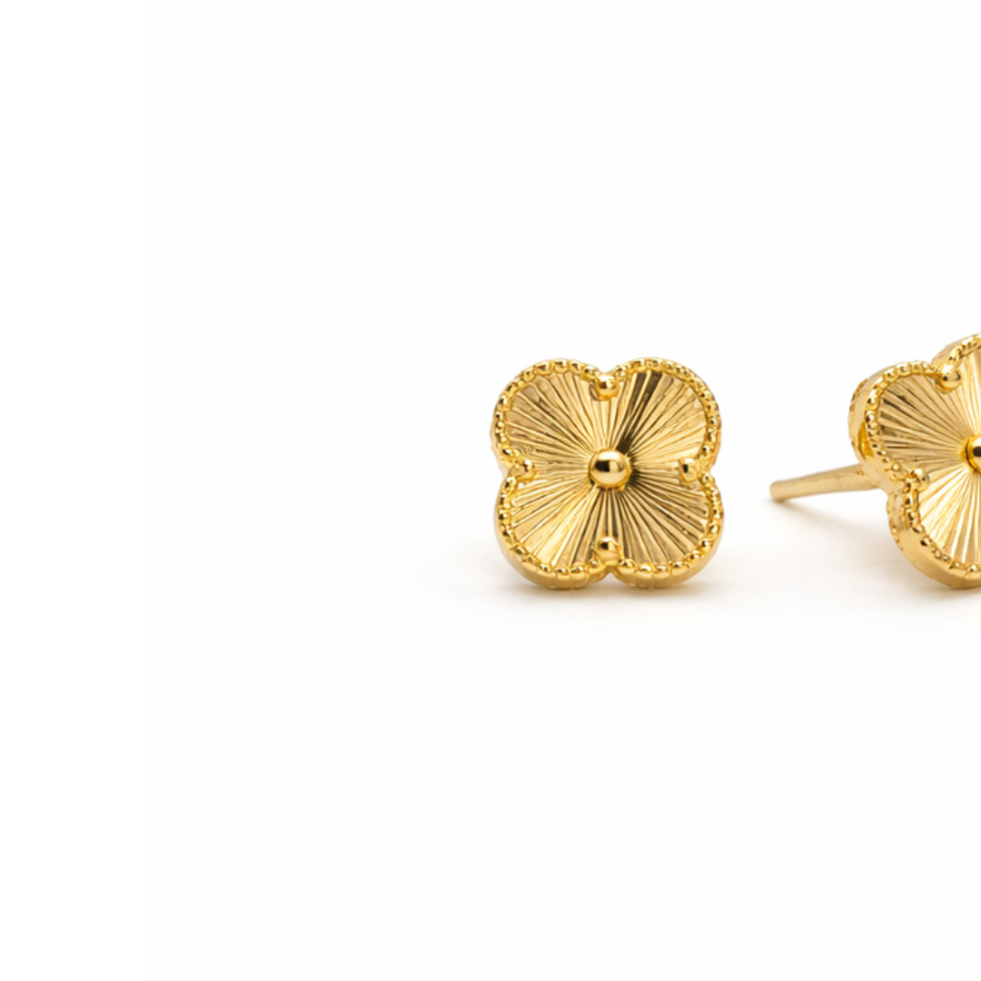 Silver Clover Earrings 18K Yellow Gold Vermeil